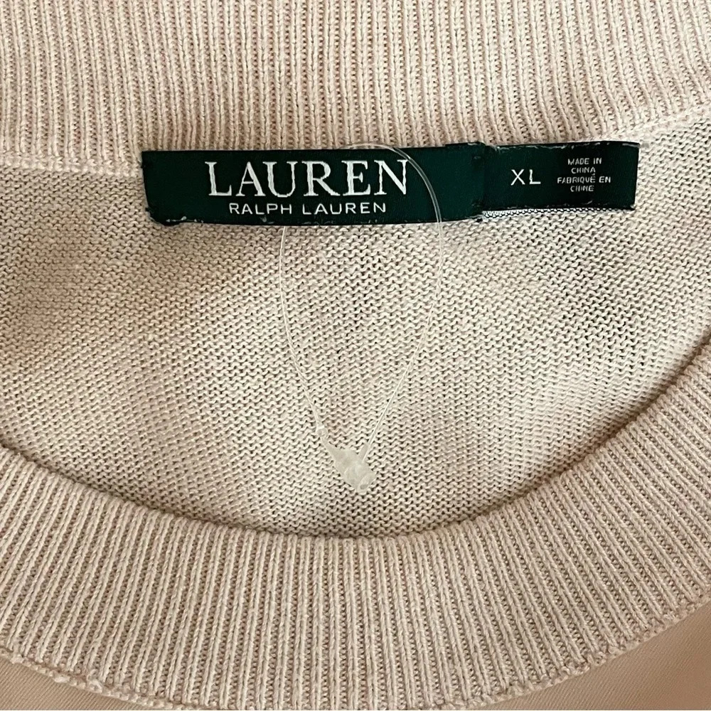 Lauren Ralph Lauren Sweatshirt Size XL Faux Leather Front Mixed Fabric - Picture 6 of 7